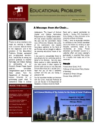 A Message from the Chair…