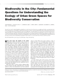 Fundamental Questions for Understanding the Ecology of Urban Green Spaces for Biodiversity Conservation