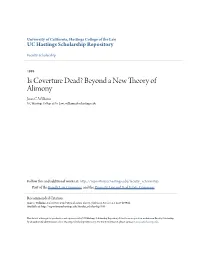 Is Coverture Dead? Beyond a New Theory of Alimony Joan C