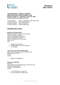 Speakers and Topics