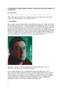 THE ROCK and ROLL DIARY of a JAZZ FAN by John Clare ______