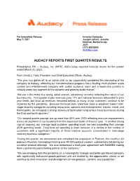 Audacy Reports First Quarter Results