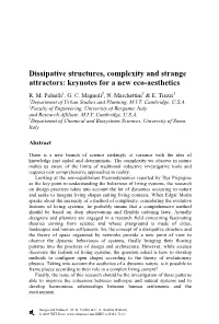 Dissipative Structures, Complexity and Strange Attractors: Keynotes for a New Eco-Aesthetics