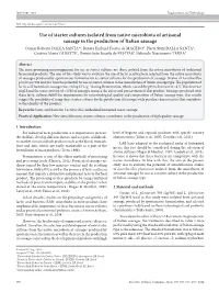Use of Starter Cultures Isolated from Native Microbiota of Artisanal