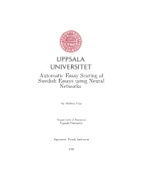 Automatic Essay Scoring of Swedish Essays Using Neural Networks
