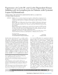 Expression of Cyclin B1 and Cyclin Dependent Kinase Inhibitor P21 In