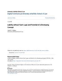 Liability Without Fault: Logic and Potential of a Developing Concept