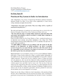 Panchayati Raj System in India-An Introduction