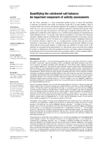 Quantifying the Catchment Salt Balance: an Important Component