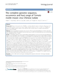 The Complete Genome Sequence, Occurrence and Host Range Of