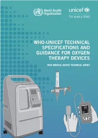 Who-Unicef Technical Specifications and Guidance for Oxygen Therapy Devices