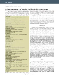 A Quarter Century of Reptile and Amphibian Databases