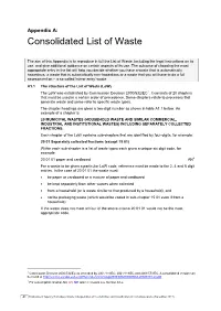Consolidated List of Waste