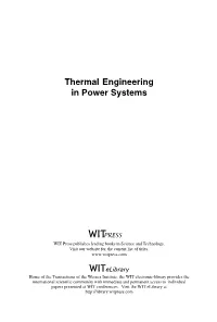 Thermal Engineering in Power Systems