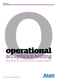 Acceptance Testing Obusiness Continuity Assurance