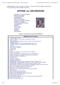 Antonie Van Leeuwenhoek Delft Biography