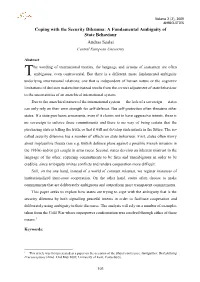 Coping with the Security Dilemma: a Fundamental Ambiguity of State Behaviour Andras Szalai Central European University