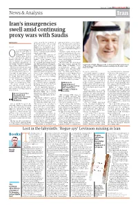 Iran's Insurgencies Swell Amid Continuing Proxy Wars with Saudis