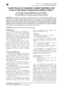 Plants Species of Community Interest Identified in the Flora of the Transylvanian Plain (Mureş County)