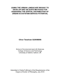 Using the Urban Landscape Mosaic to Develop and Validate Methods for Assessing the Spatial Distribution of Urban Ecosystem Service Potential