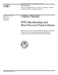 WTO Membership and Most-Favored-Nation Status