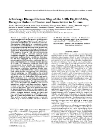 A Linkage Disequilibrium Map of the 1-Mb 15Q12 GABAA Receptor Subunit Cluster and Association to Autism Jacob L
