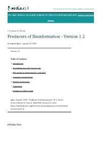 Producers of Disinformation &#8211; Version