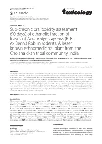 Sub-Chronic Oral Toxicity Assessment (90 Days) of Ethanolic Fraction of Leaves of Neurocalyx Calycinus (R