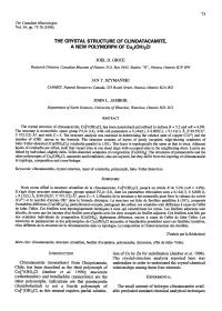 The Crystal Structure of Clinoatacamite May Be Havethe Composition[Cu(Oidacl2] and Tcu(Ofd5clrl