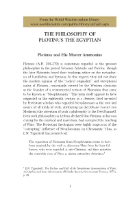 The Philospohy of Plotinus the Egyptian