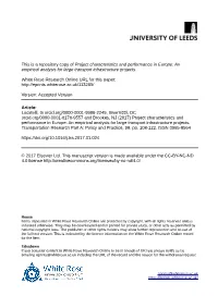 An Empirical Analysis for Large Transport Infrastructure Projects