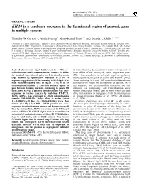 KIF14 Is a Candidate Oncogene in the 1Q Minimal Region of Genomic Gain in Multiple Cancers