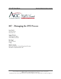 Managing the IPO Process