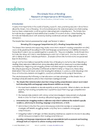 The Simple View of Reading: Research of Importance to All Educators by Linda Farrell, Marcia Davidson, Michael Hunter, Tina Osenga