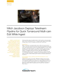 Mitch Jacobson Deploys Telestream Pipeline for Quick Turnaround Multi-Cam Edit While Ingest