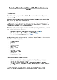 Rapid Key Worker Testing March 2021 – Information for Key Workers