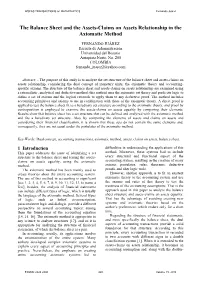 The Balance Sheet and the Assets-Claims on Assets Relationship in the Axiomatic Method