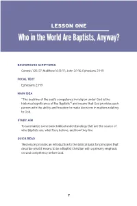 Who in the World Are Baptists, Anyway?