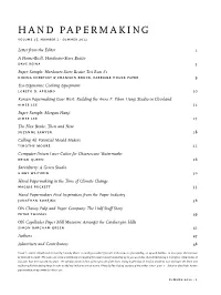 HAND PAPERMAKING Volume 27, Number 1 • Summer 2012