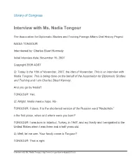 Interview with Ms. Nadia Tongour