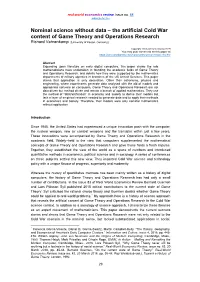 The Artificial Cold War Content of Game Theory and Operations Research Richard Vahrenkamp [University of Kassel, Germany]