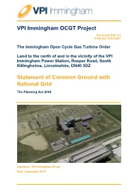 VPI Immingham OCGT Project Statement of Common Ground with National Grid