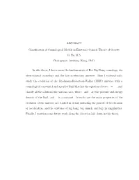 ABSTRACT Classification of Cosmological Models in Einstein's