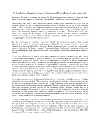 An Open Letter on Expanding Access to Administrative Data for Research in the United States