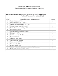 Department of Electrical Engineering School of Engineering, Gautam Buddha University