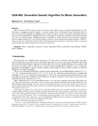 Generative Genetic Algorithm for Music Generation