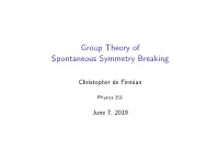 Group Theory of Spontaneous Symmetry Breaking
