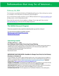 Information That May Be of Interest