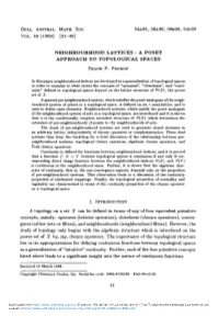 Neighbourhood Lattices – a Poset Approach to Topological Spaces