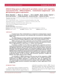SNAI2/Slug Gene Is Silenced in Prostate Cancer and Regulates Neuroendocrine Differentiation, Metastasis-Suppressor and Pluripotency Gene Expression